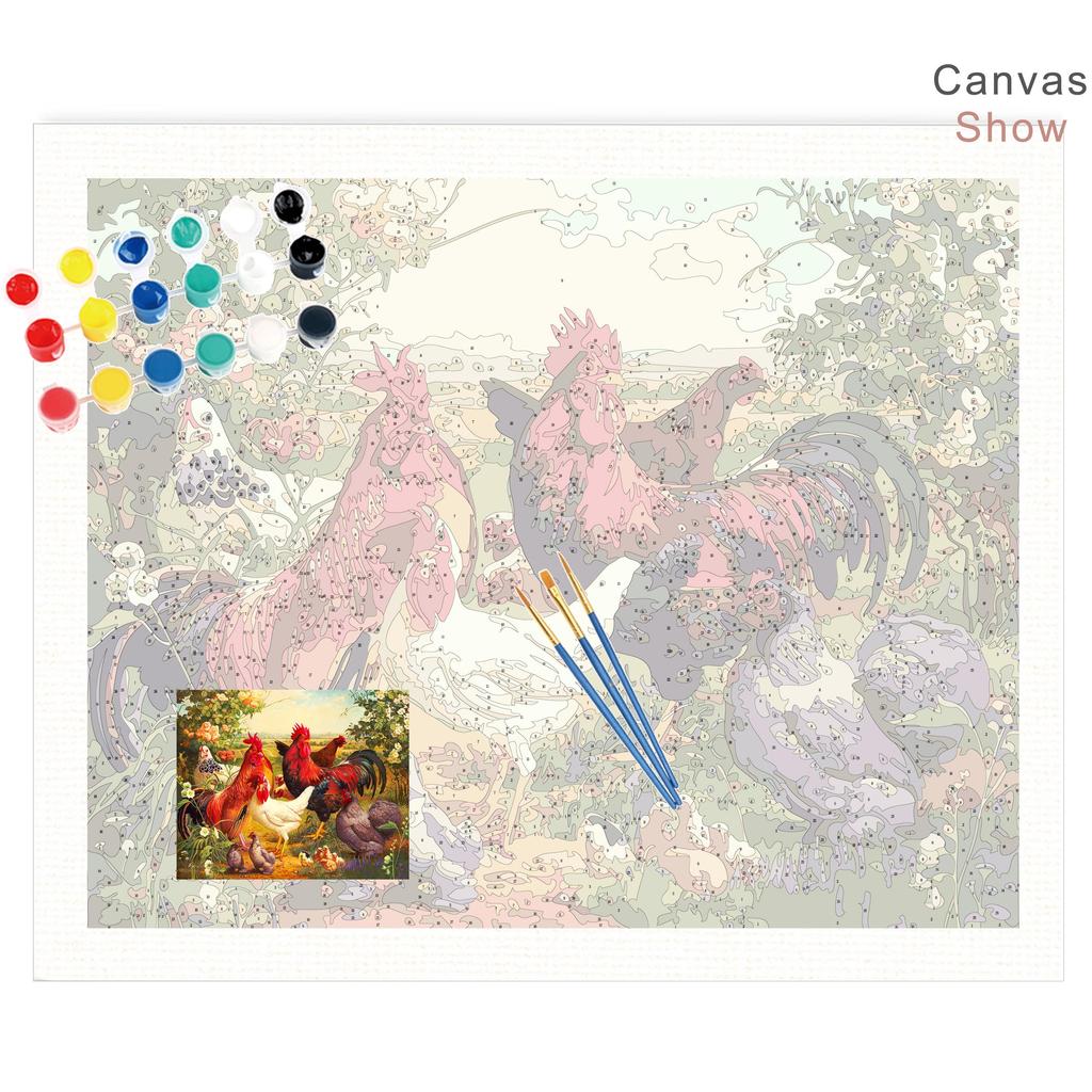 RUOPOTY DIY Painting By Numbers Animal Pictures By Number Chicken Kits Hand Painted Paintings Art Drawing On Canvas Home Decor