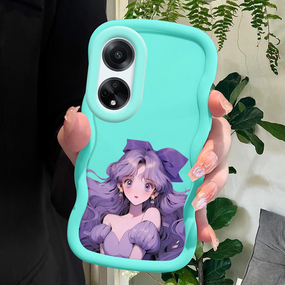 

М який силіконовий чохол Macaron Phone Case з намальованим візерунком Big Wave Edge Протиударний захисний гумовий чохол для OPPO Reno Realme Realme C67 4G синій