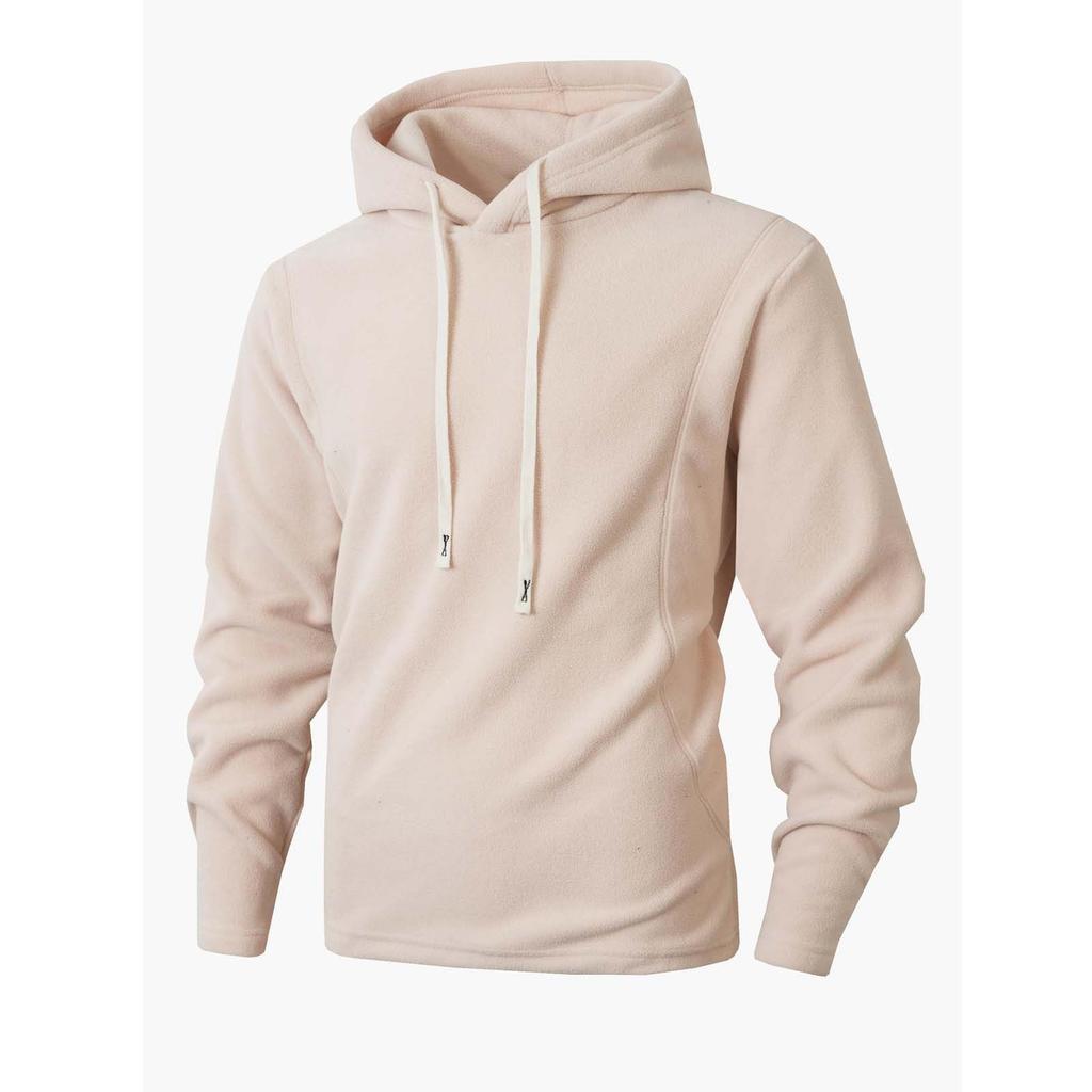 Men'sCoral Fleece Lined Long Sleeve Sweatshirt Warm Casual Streetwear Coat With Pocket