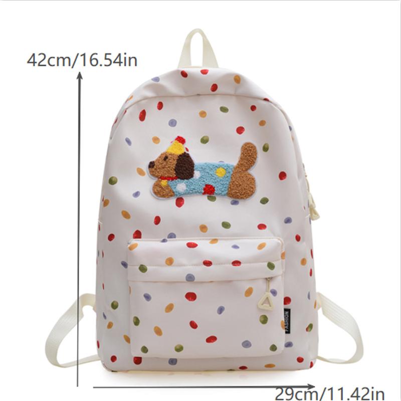 Cute Dachshund Polka Dot Backpack Large-Capacity Casual Student Schoolbag Delicate Personality Trendy Travel Bag Gifts