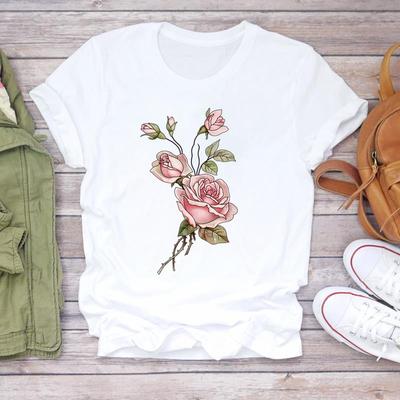 (Asiatische Größe) T-Shirt, Top, Mode, T-Shirt, Blume, 90er Jahre, süß, reizend, süß, Trend, Damen, Kleidung, lässig, kurzärmelig, Print, Lady, weibliches Grafik-T-Shirt