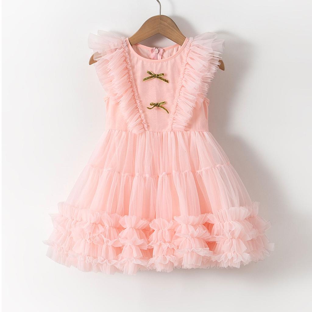 Children's Fashion Flying Sleeve Dress Princess Dress Mesh Dress