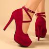 Woman Pumps Cross-Tied Ankle Strap Wedding Party Shoes Platform Dress Women Shoes High Heels Plus Size High Heels Ladies