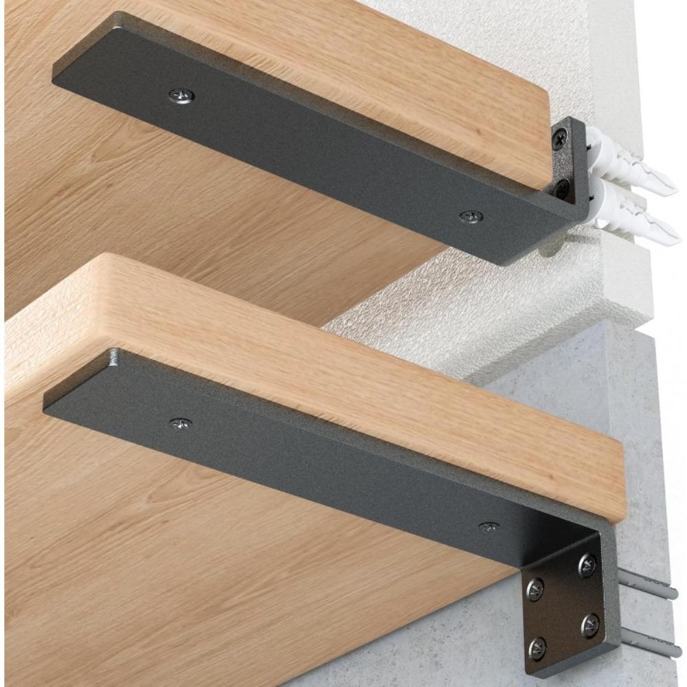 4PCS Heavy Duty Metal Shelf Bracket, Modern Black Matte Design, Easy Installation, Stable Support for Home Shelves Furniture