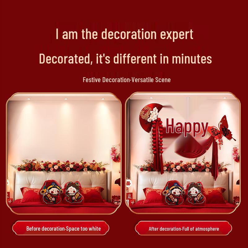 Double Happiness Wedding Bedroom Wall Decoration Set