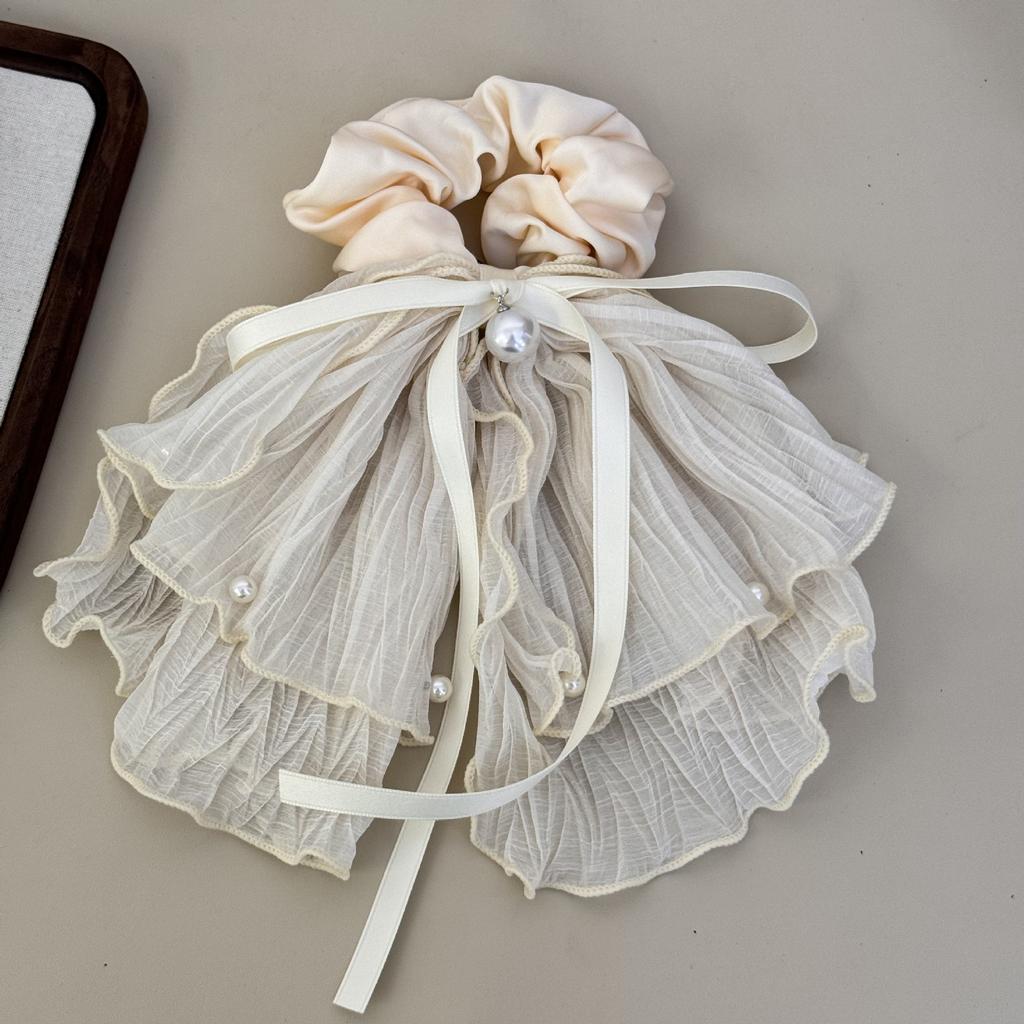 Set Scrunchie Hair Elastic Tie Bands for Girl Women Accessories Korean Rubber Bow Pearl  Fairy Vintage Designer Hoop Fashion