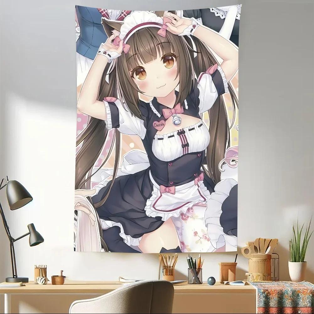 Japanese Anime Cartoon Nekopara Printed Tapestry Dormitory Decoration Wall Hanging Home Decoration Popular Home Decoration