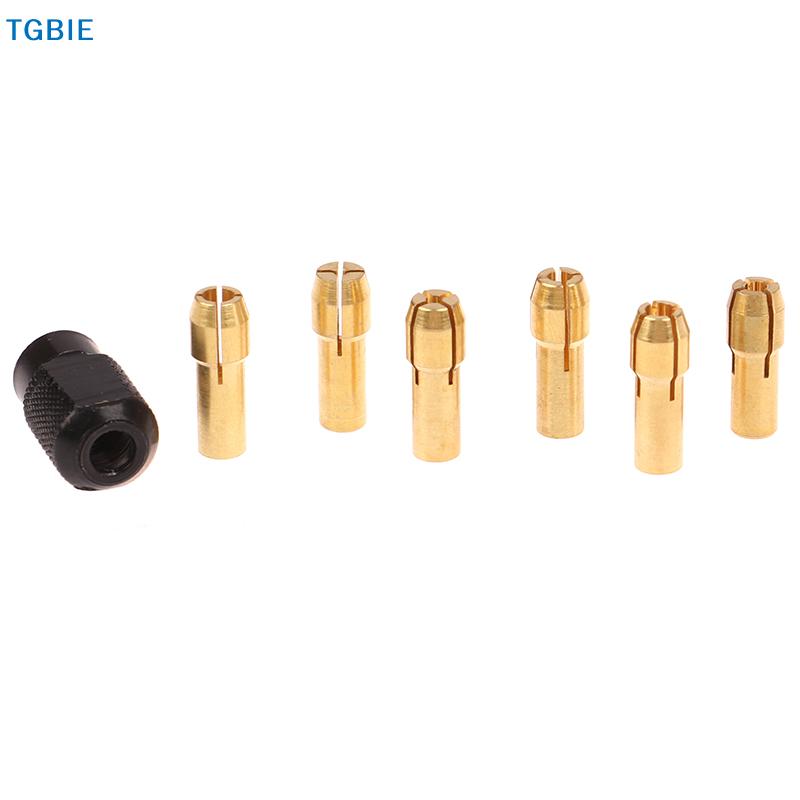 [TL][TL]7Pcs Brass Collet 1.0/1.6/2.0/2.4/3.0/3.2 + Check M8*0.75 Fits Rotary Tools Electric Grinder Accessories