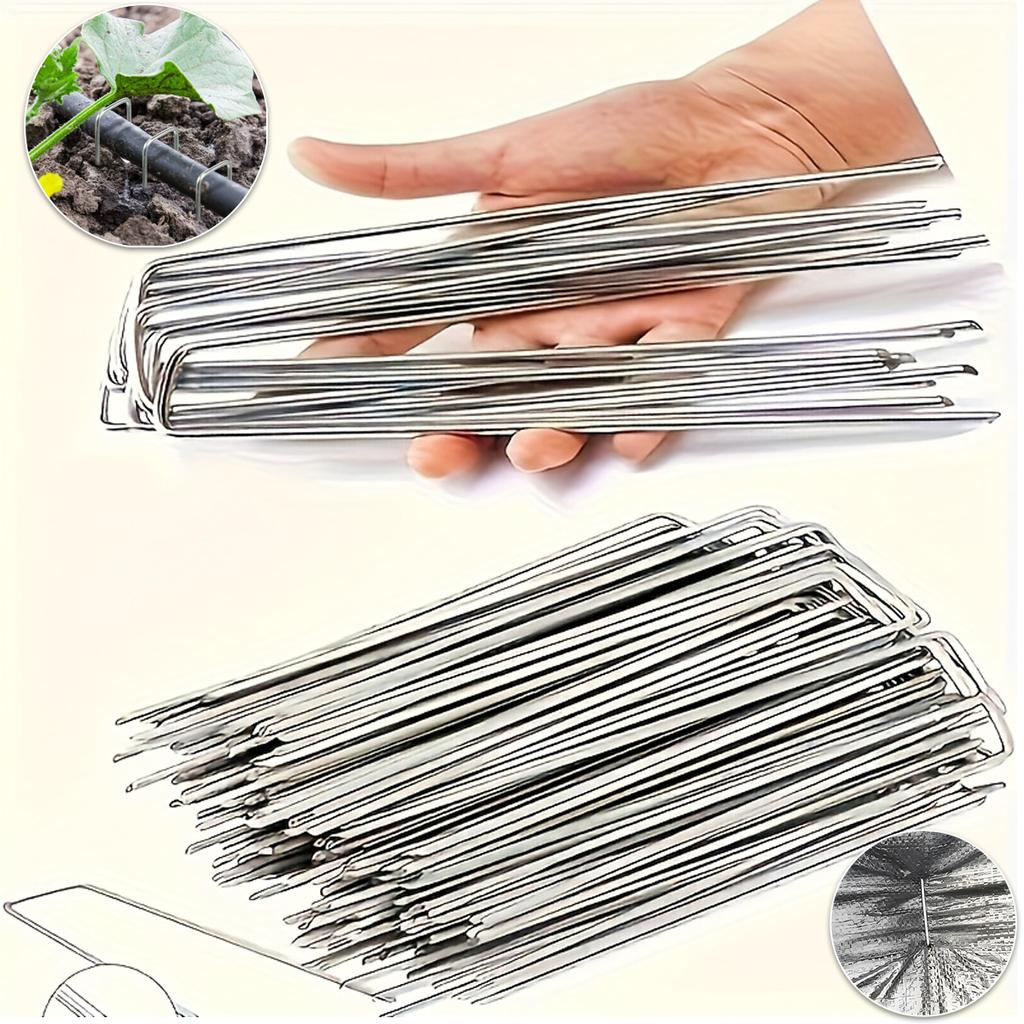 25/50Pcs U-Shaped Garden Pins Garden Stakes Staples, Heavy Duty Yard Lawn Tent Stakes Securing Pegs for Weed, U-shaped Tent