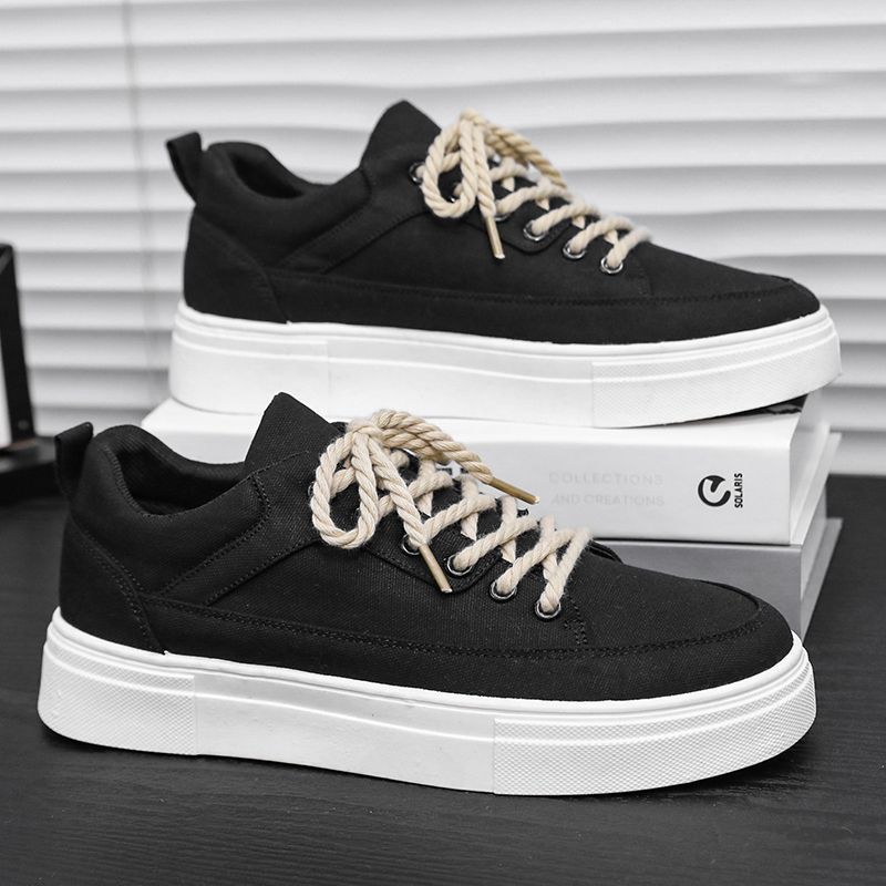 Men Awesome Black White Canvas Shoes Flats Casual Shoes