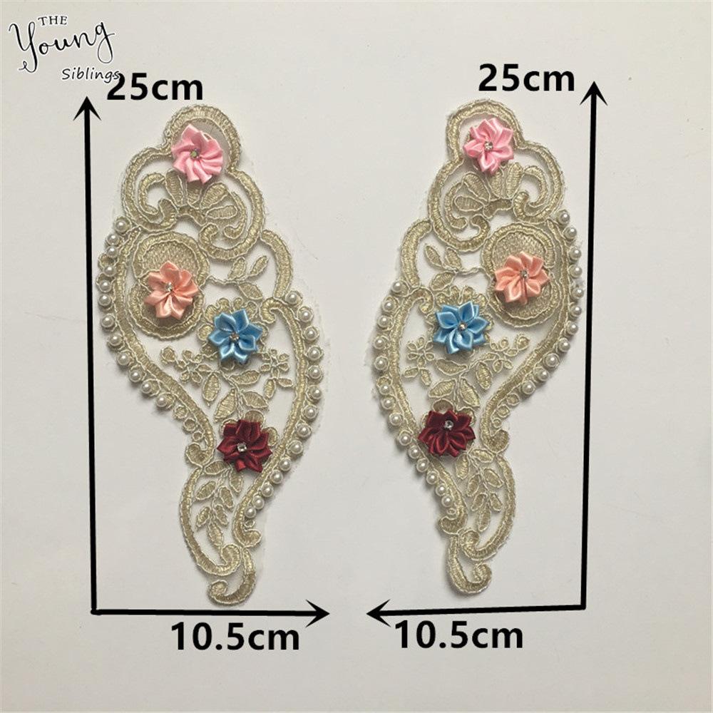 Three-Dimensional Flower-Dipped Embroidered Lace Collar Pair Flower Imitation Pearl Lace Lace Women'S Clothing Accessories