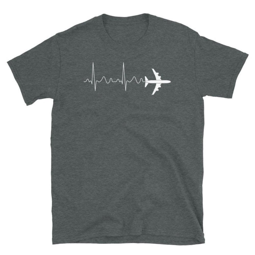 Airplane Pilot Heartbeat Tshirt Flying Gift Birthday Gift Idea Shirt Man Breathable High Quality Cotton Graphic T Shirts Oneck