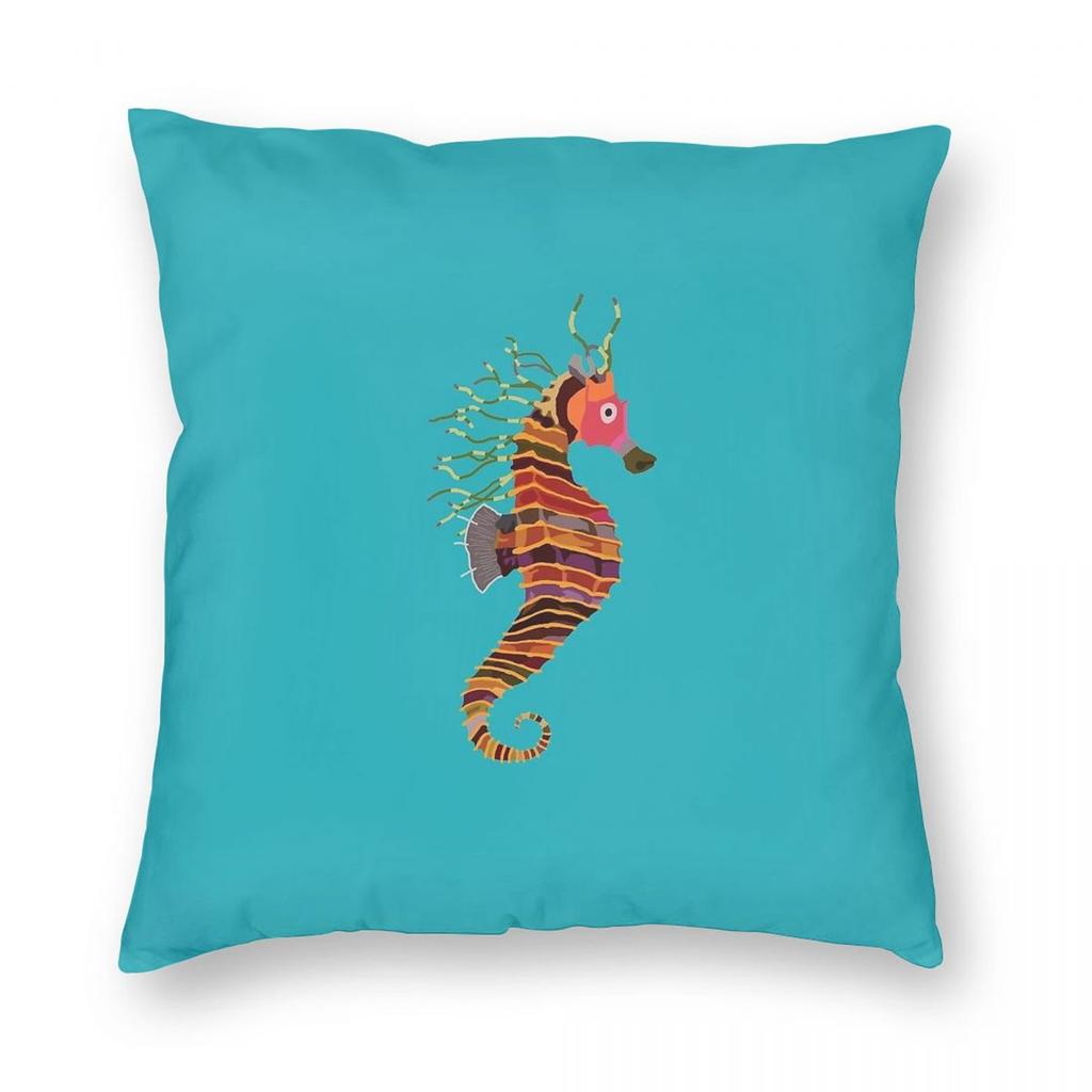 Crayon Ponyfish Square Pillowcase Polyester Linen Velvet Creative Zip Decor Sofa Seater Cushion Cover 45x45