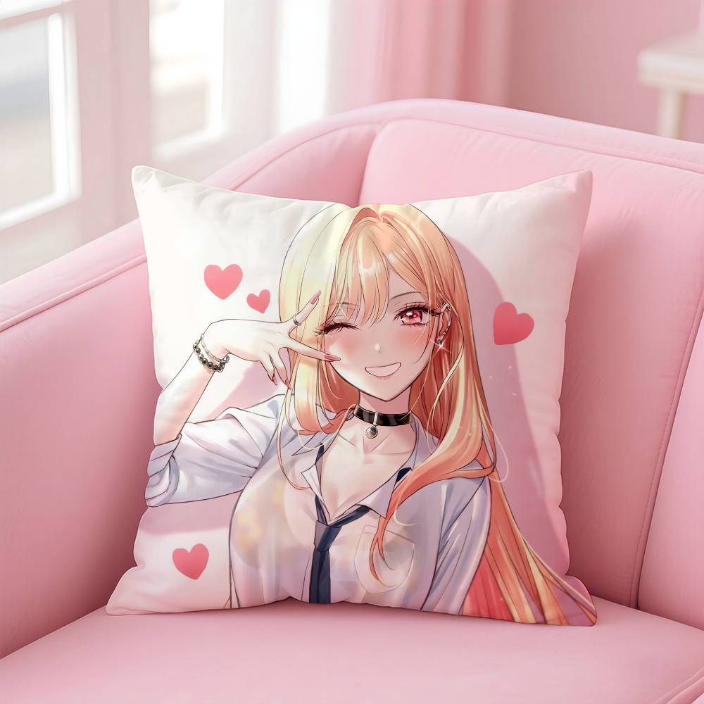 

My Dress-Up Darling Pillow Case Anti-dustmite Pillowcase Invisible zipper silky short plush Sofa cushion cover 12x12Inch