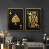 Gold Royal Flush of Spades Poster Playing Poker Cards Canvas Painting Wall Art for Cool Man Cave or Basement Game Room Decor