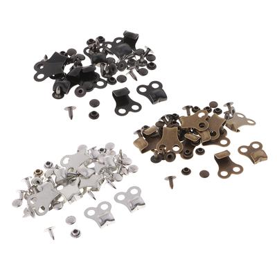 10 Sets Boot Lace Hooks Fittings with Rivets for Hiking Camping Black