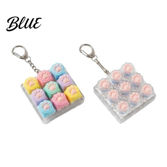 Mechanical Keyboard Toy Cat Paw Fidget 9-in-1 LED Light-up Keychain Decompression Handheld Device Button