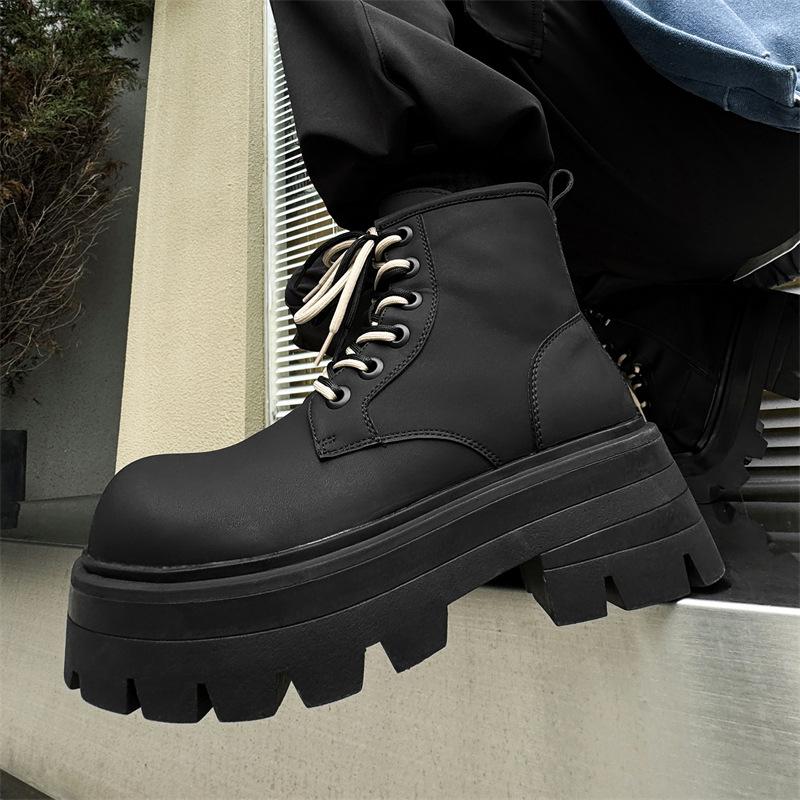 

2025 autumn and winter platform Martin boots velvet high-top derby shoes heightening British locomotive short boots 7430-J 38 чёрный