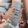 Female Autumn Cotton Letter Bow Embroidered Medium Tube Pile Socks