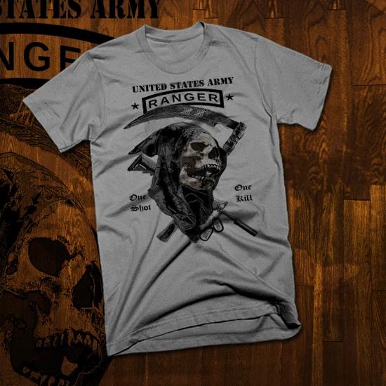Army Special Forces Ranger T-Shirt Iraq War Military Sniper Combat Vet skull tee S