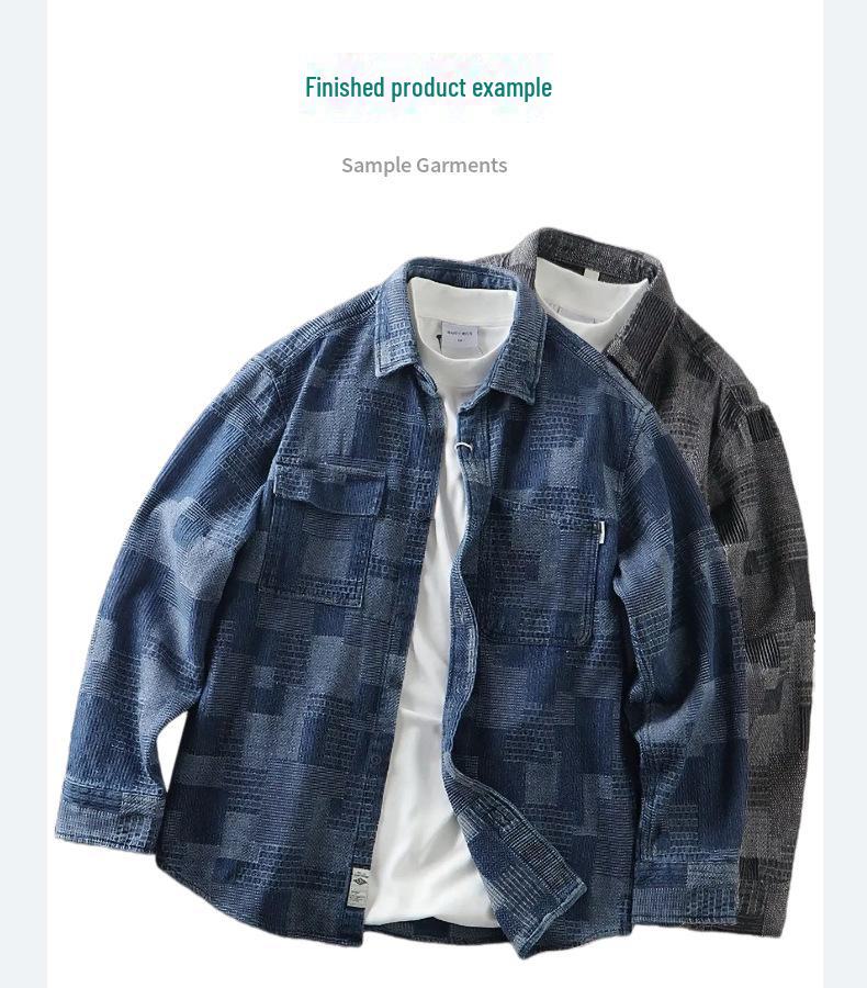 Spot Jacquard Non-Elastic Denim Jacket and Pants with Irregular Texture