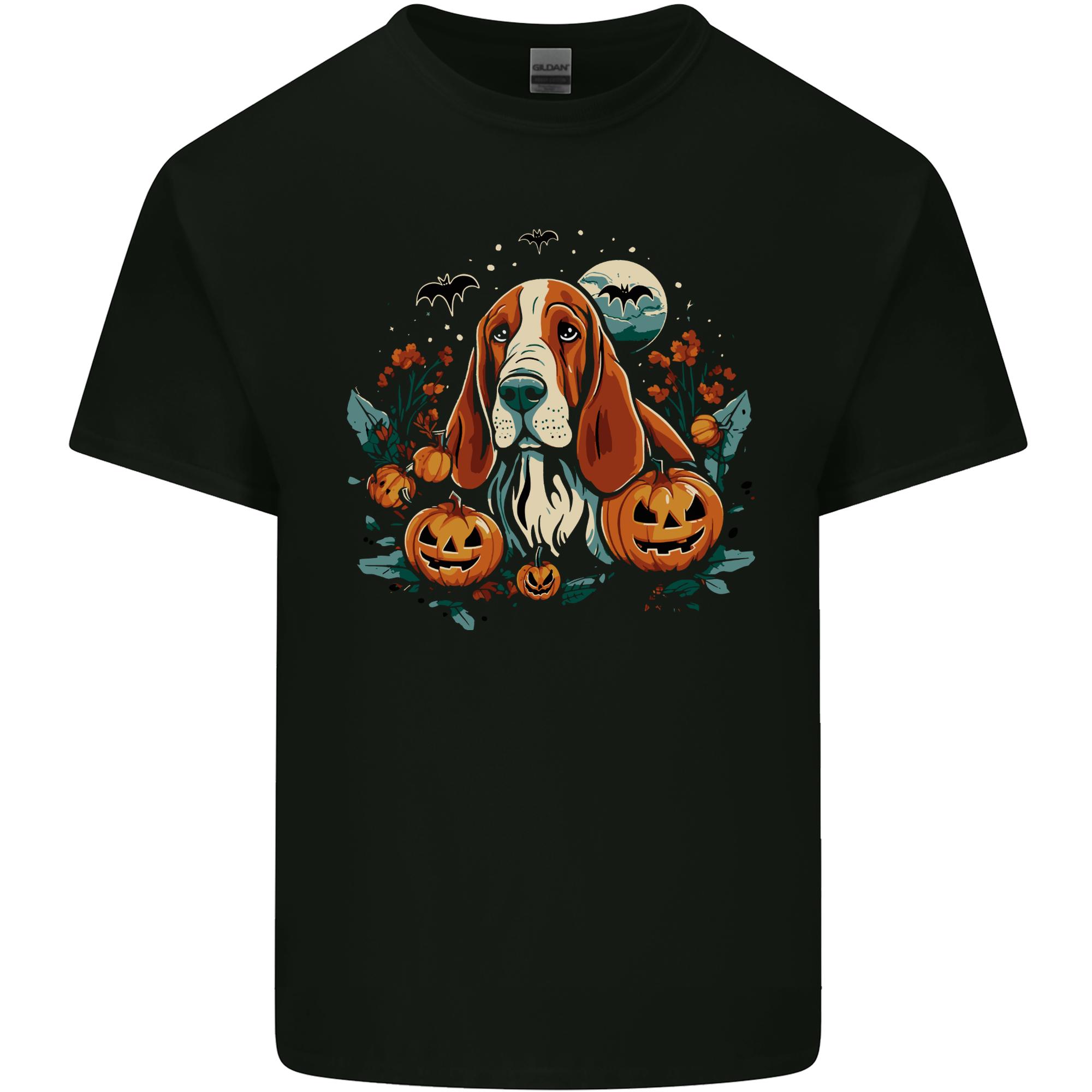 Basset Dog With Pumpkins Halloween Unisexs Light Cotton TShirt S