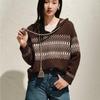 JZ Anancoe Women's Retro Fair Isle 100% Wool Hooded Sweater