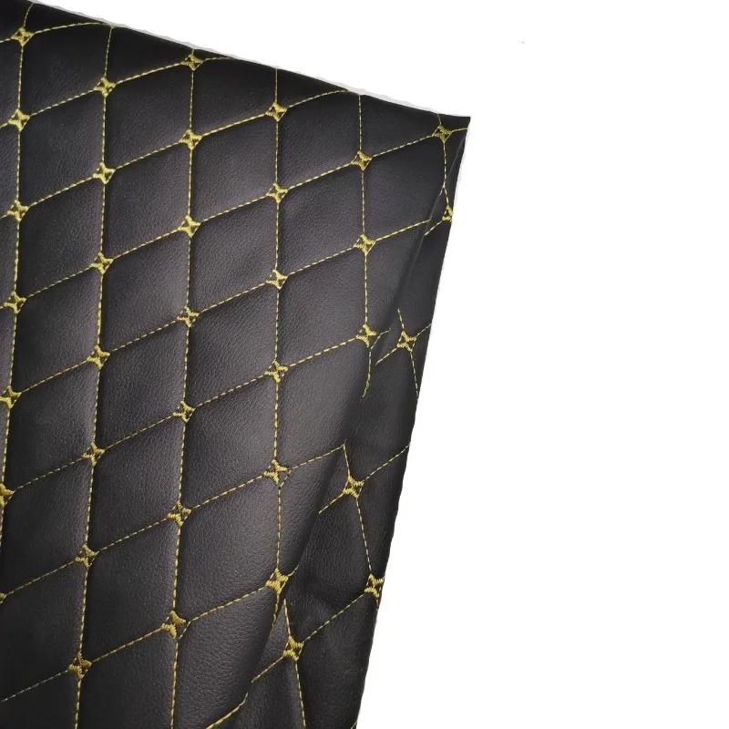 100x140cm Embroidery Quilted PVC Leather Fabric for Car Floor Mat Seat Decoration Faux Leathers Upholstery Wall Craft Material