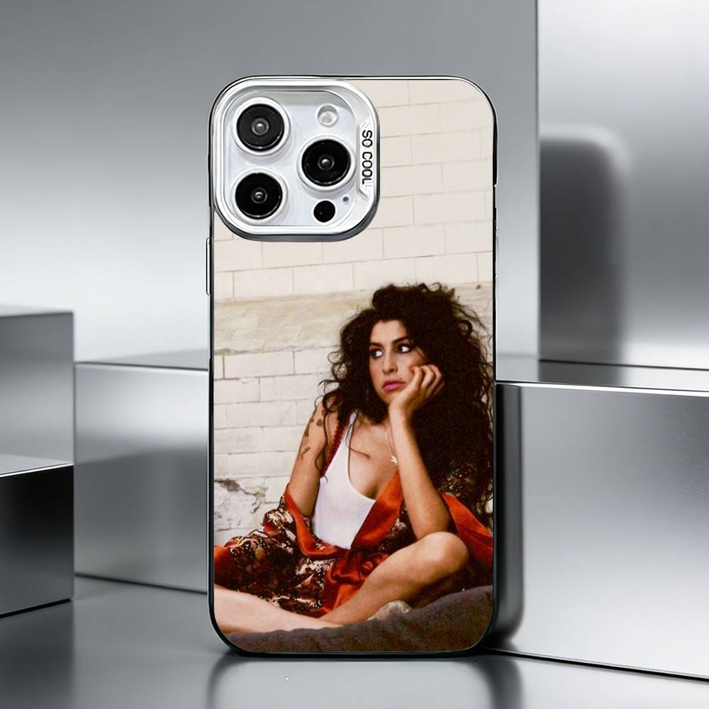 Zangeres A-Amy W-Winehouse Telefoonhoesje Voor iPhone 17,16,15,14,13,12,11 Plus,Pro Max,XS,Gekleurd zilveren telefoonhoesje