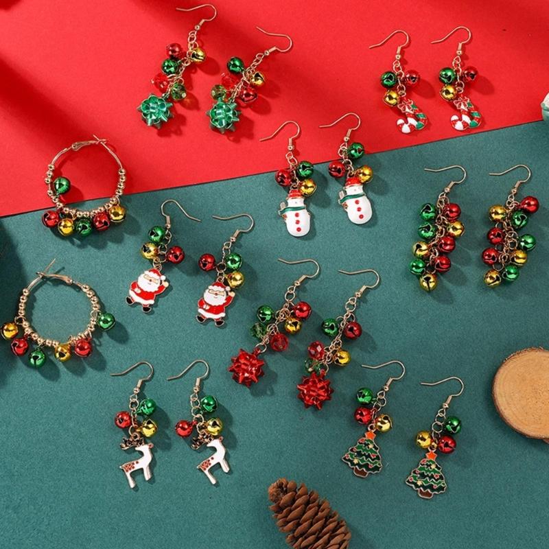 Colorful Earrings Christmas Dangle Earrings Cute Ear Pendants Alloy Material Ear Jewelry Christmas Earrings for Party
