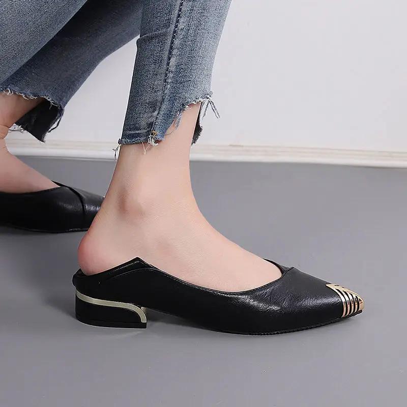 Fashion Low Heel Elegant Block Ladies Pumps Pointed Toe Women's Shoes Formal Chunky Heels Lastest Quick Delivery Genuine Mark Non Slip