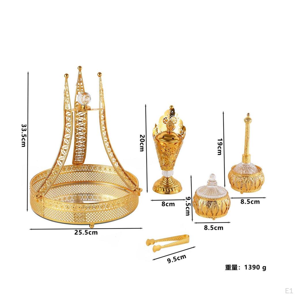 5 Pieces Arabian Incense Burner Scent Dish Collection Set Luxury Gilded