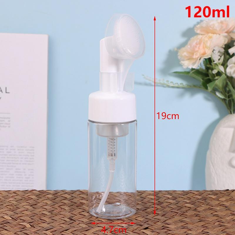 100/120/150/200ml Empty Froth Foaming Pump Bottle With Silicone Brush Head Press Type Face Cleaning Foam Bottles