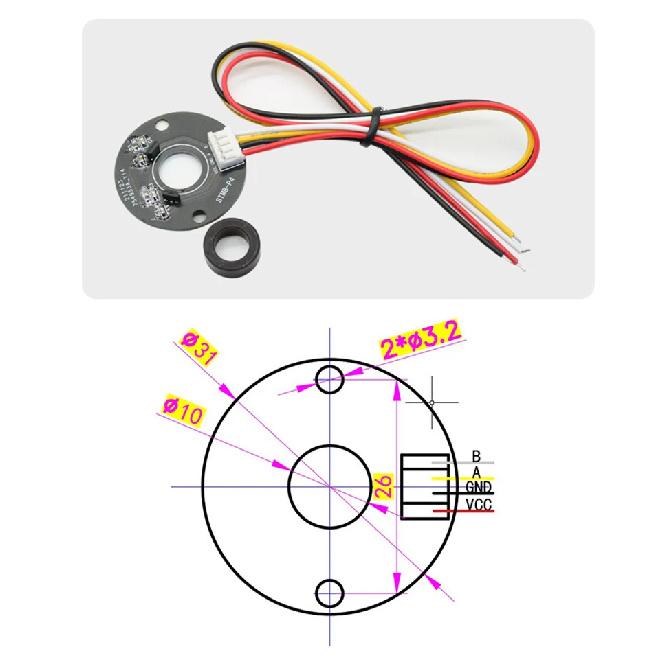 STM8-P4 duální Hallův magnetický enkodér AB fáze kódový disk motoru senzor rychlosti a směru