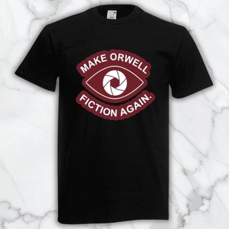 Make Orwell Fiction Again Men s Black Graphic T Shirt Freeships XS