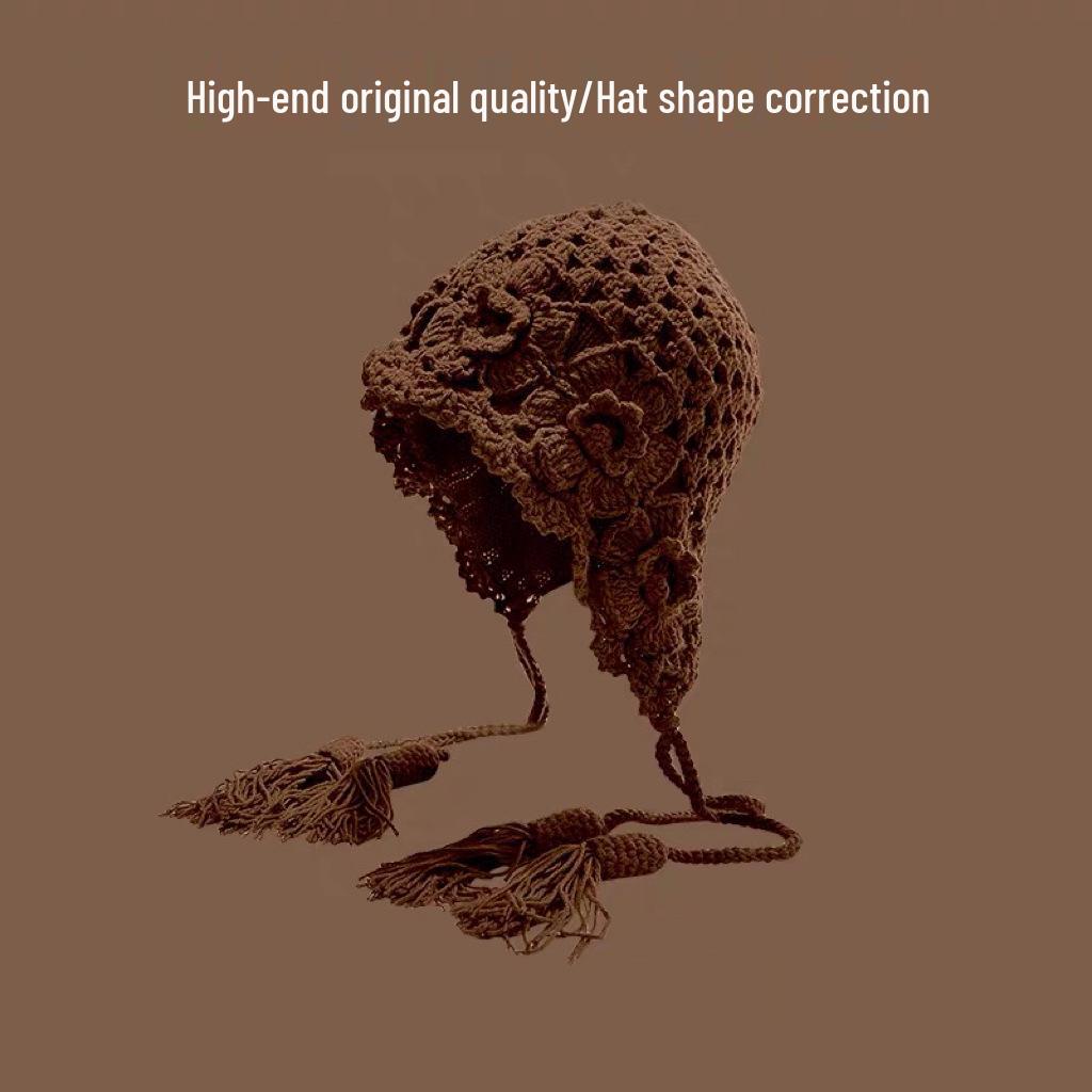 Meillard Wasteland Style Crochet Wool Beanie for Women's Versatile Travel & Photo-Taking