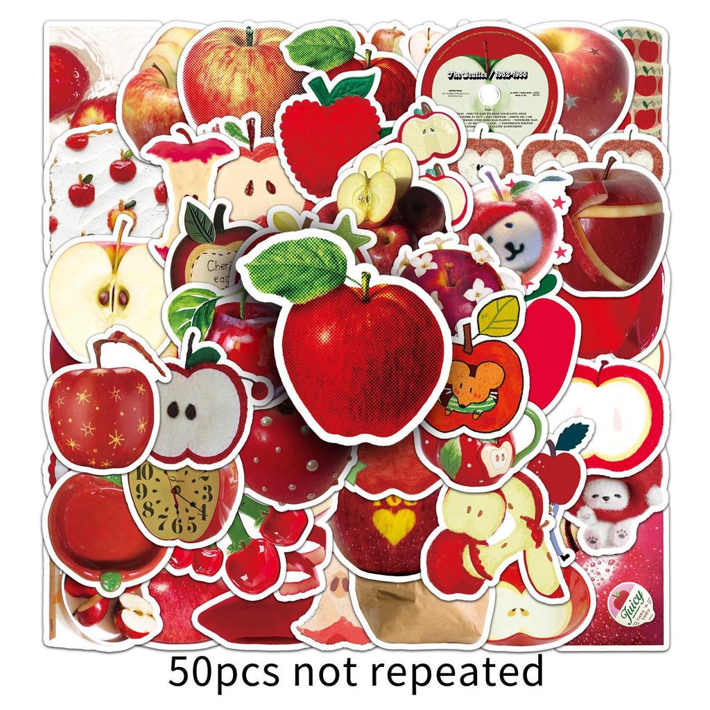 50 Sheets of Cute Fresh Graffiti Stickers: Apple-Inspired Decor for Mobile Phones