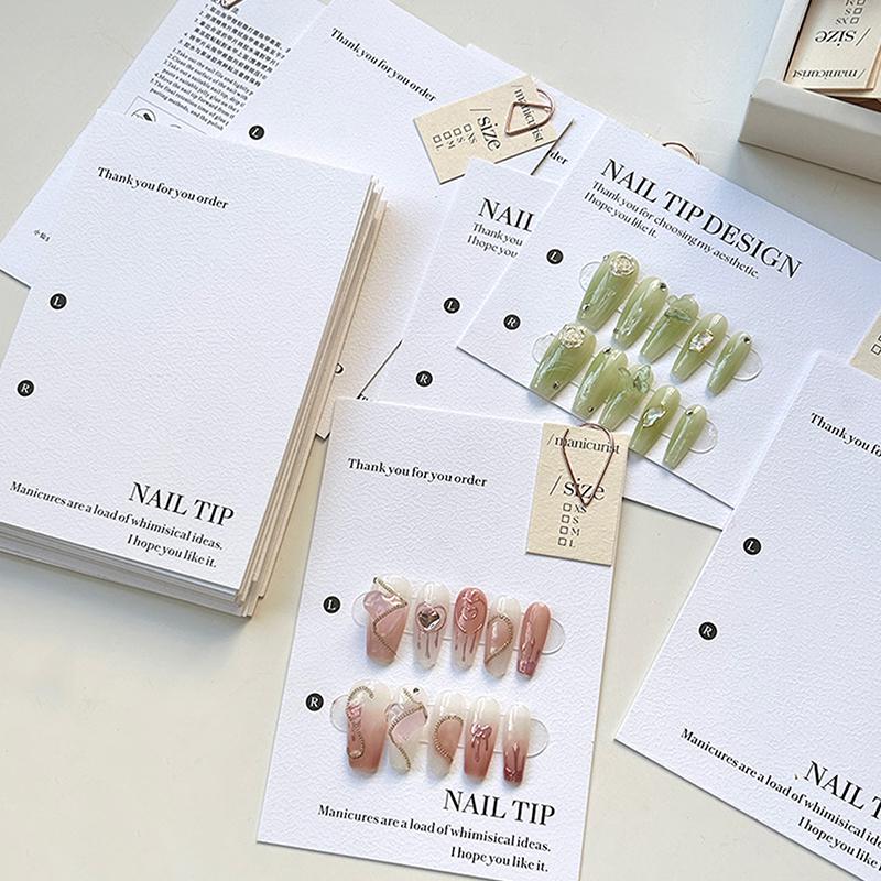 10Pcs Press-On Nail Packaging Display With Tie Bags Handmade False Nail Design Swatch Show Card Manicure Sample Display Salon