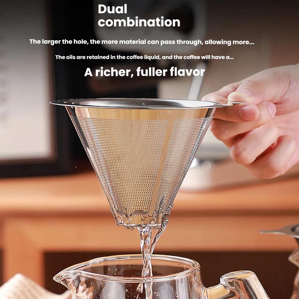 Filtr do kawy Baijie, Filtr do kawy pour-over, Bez papierowego filtra, Lejek do filtra do kawy drip, Siatka 800 oczek