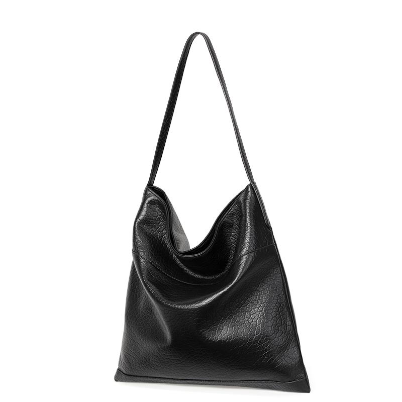 Genuine cowhide leather women's shoulder bag, stone pattern, large capacity travel hobo bag, underarm large bag