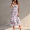 New Summer Commuter Elegant Style Print Fashionable High-end Suspender Dress