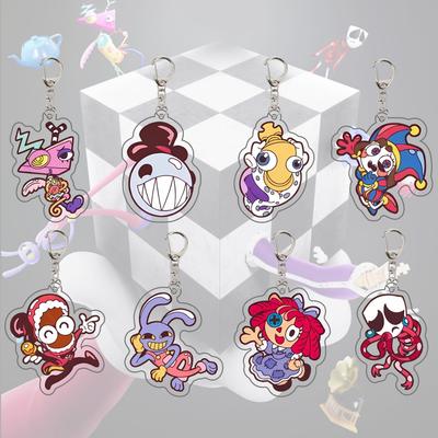 Anime Freak Circus Keychain Pomni Jax Ragatha Kinger Gangle Zooble Caine Chibi Acrylic Keyring Pendant Bag Charm Figure Key