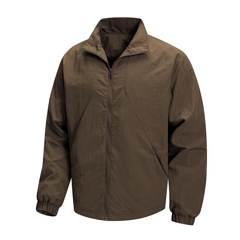 Frühlings- und Herbst-Arbeitsjacke Herren Stretch Outdoor Freizeit Einfarbig Jacke Nylon Trenchcoat Schlichte Stoßkleidung