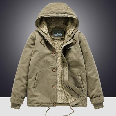 Winter Lamb Wool Jacket Men's Cotton-padded Clothing Deck Clothing Hooded Fleece Thickened Cotton-padded Clothing Youth Casual Cotton-padded Jacket