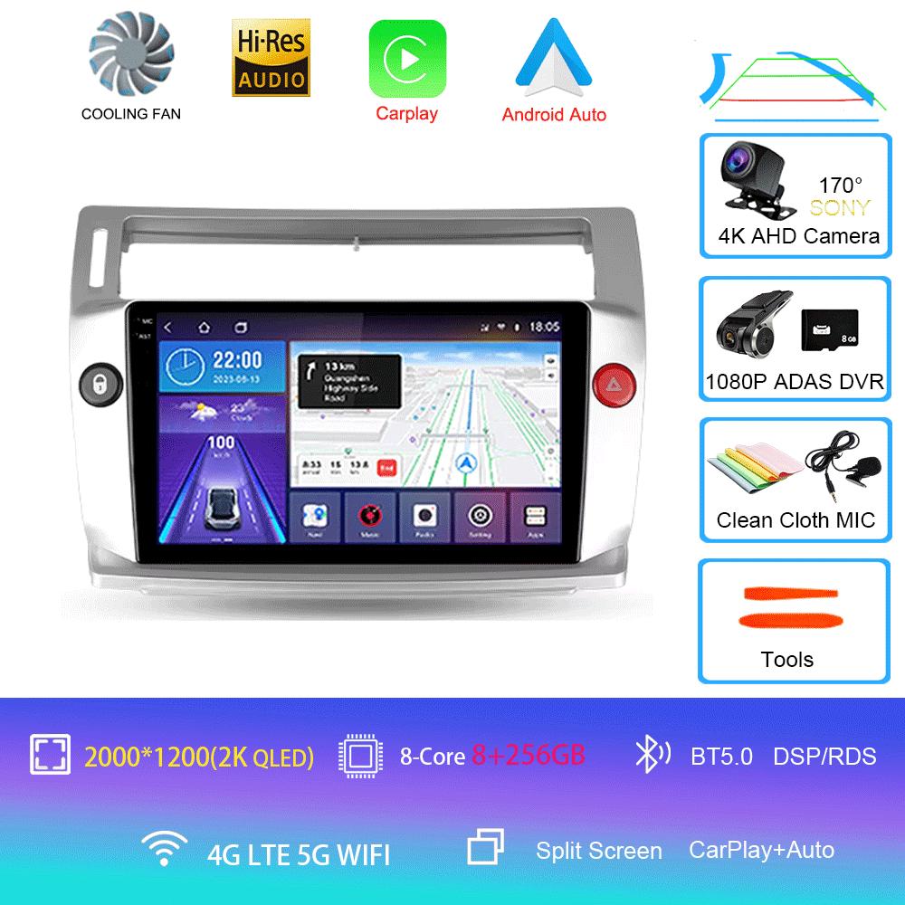 Car Radio Android 14 Carplay For Citroen C4 C-Triomphe Quatre 2004-2014 Multimedia Video 2Din DVD Stereo Speaker Audio Head Unit