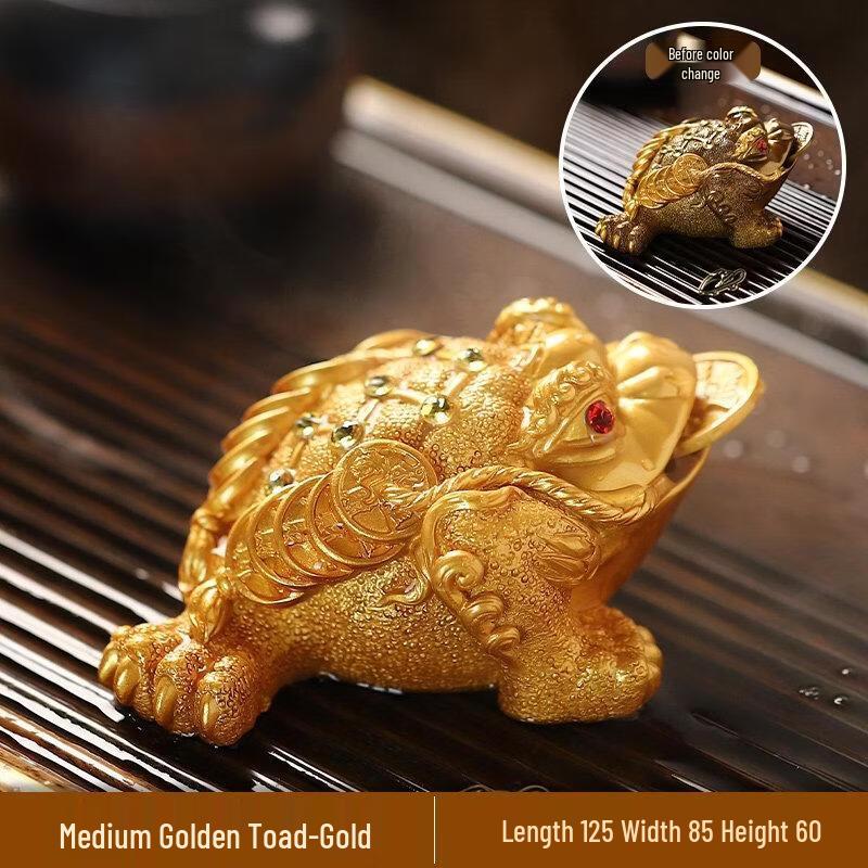 

HANDUNYOU Golden Toad Tea Pet for Gongfu Tea Table