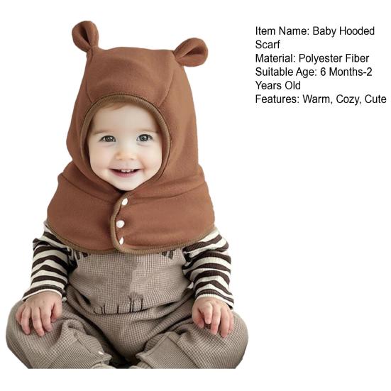 2 In 1 Toddler Winter Hat Balaclava Windproof Warm Fleece Baby Hooded Scarf with Ear for Toddlers Boys Girls