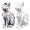 Bay Window Cat Statue 3D Printed with Wavy Fur, Modern Sitting Figurine for Showcase Decor Bookshelf Decor, Minimalist Art Sculpture Home Office, Gift