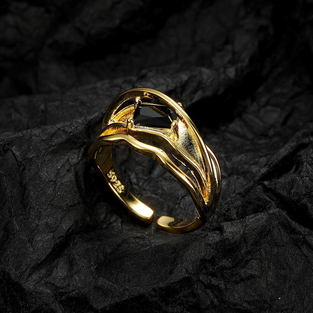 Double Layer Line Ring Women Exaggerated Personality Zirconia Ring 925 Sterling Silver Female Bridal Wedding Finger Accessories