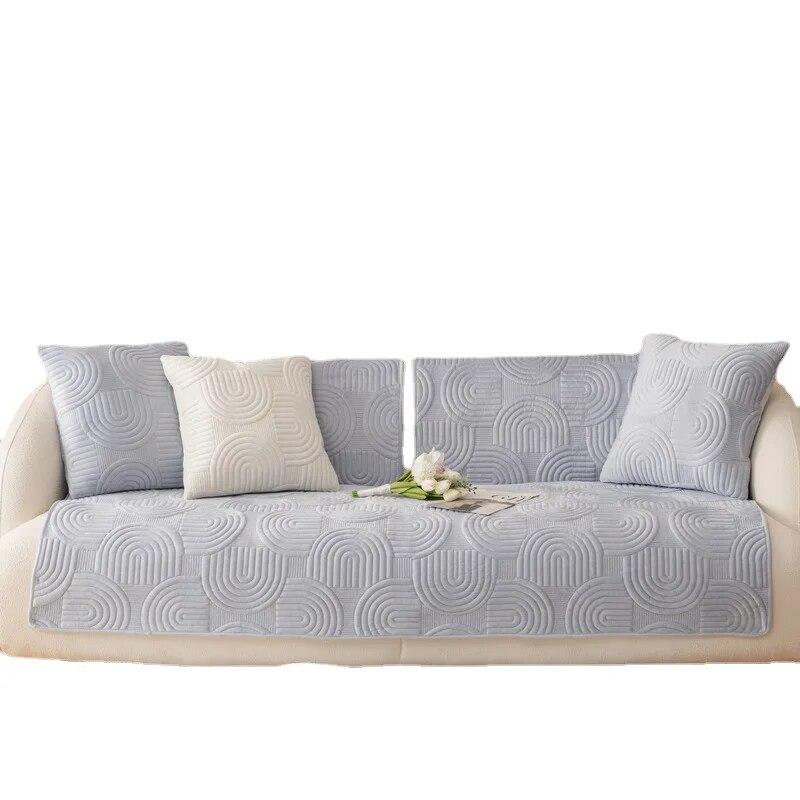 Polštářek na pohovku podzimní a zimní plyšový polstrovaný protiskluzový nový polštář zimní prošívaný potah potahu na pohovku jednobarevný